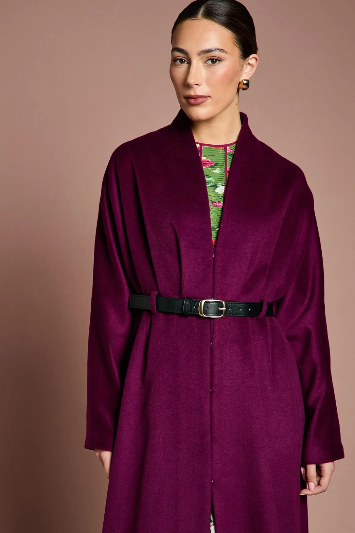 Manteau Lisa Tan d'Occasion à Ceinture avec Détail Jupe