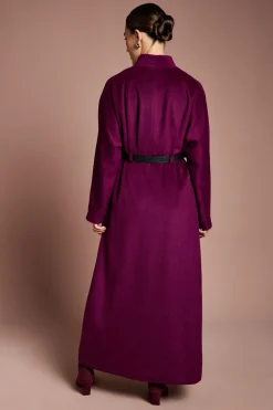 Manteau Lisa Tan d'Occasion à Ceinture avec Détail Jupe