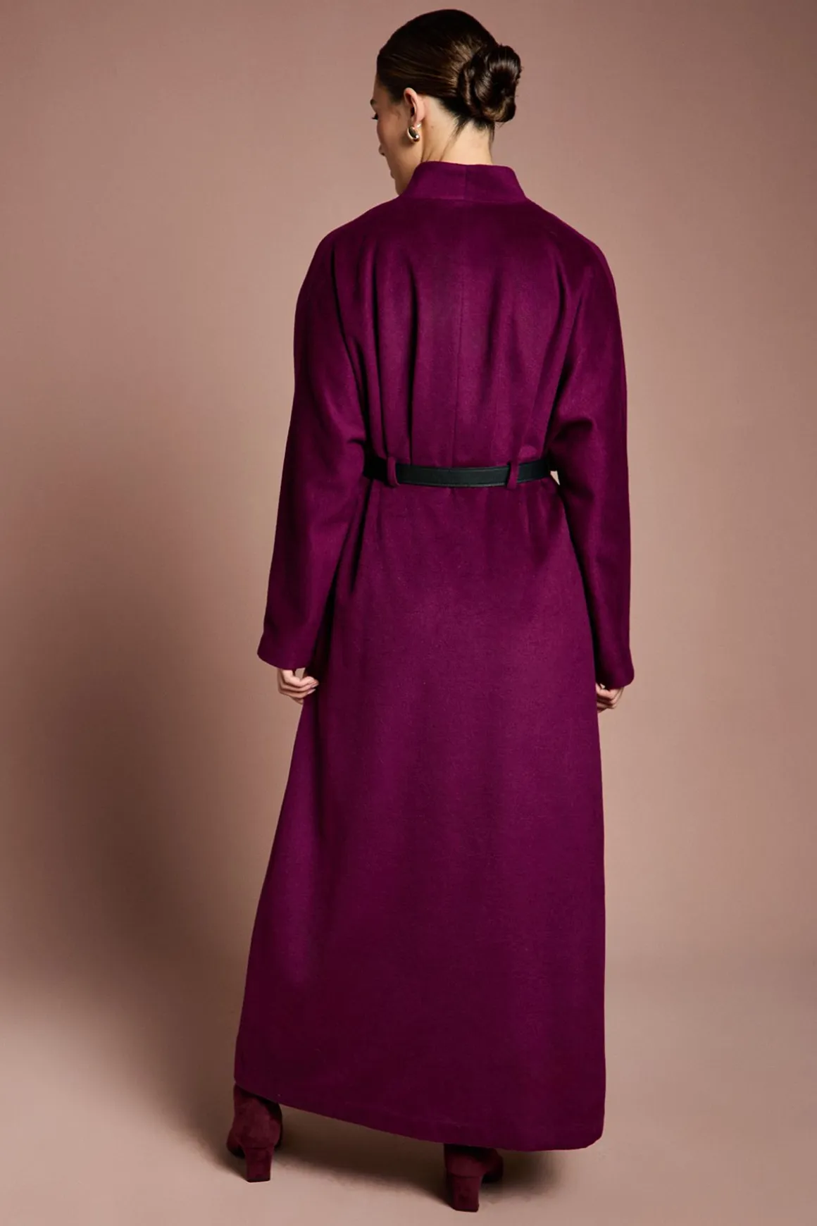 Manteau Lisa Tan d'Occasion à Ceinture avec Détail Jupe