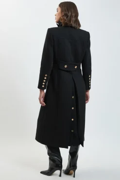 KarenMillen Manteau Long Ajusté En Laine Avec Détails Militaires<Femme Manteaux Et Vestes D’Automne|Vestes & Manteaux