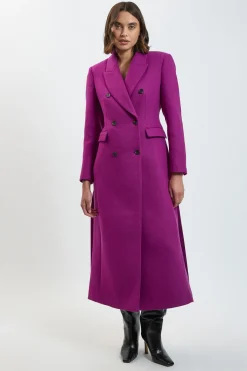 KarenMillen Manteau Long Ajusté En Laine À Double Boutonnage Petite<Femme Manteaux Et Vestes D’Automne|Vestes & Manteaux