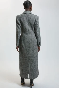 KarenMillen Manteau Long Ajusté En Laine Mélangée À Chevrons<Femme Vestes & Manteaux