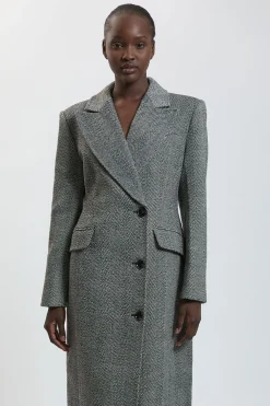 KarenMillen Manteau Long Ajusté En Laine Mélangée À Chevrons<Femme Vestes & Manteaux
