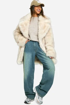 Manteau long au look vintage en synthétique