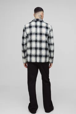 boohooMAN Manteau long, boxy, oversize à carreaux brossés<Homme Tout Afficher|Vestes & Manteaux Tall