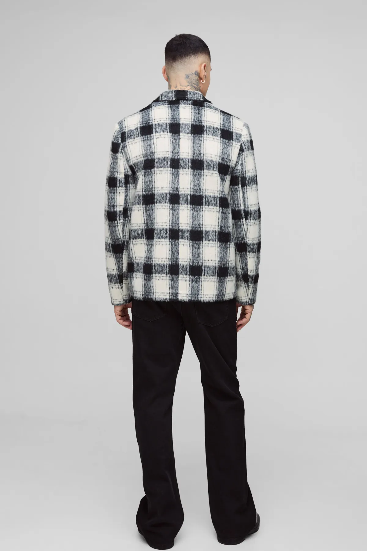 boohooMAN Manteau long, boxy, oversize à carreaux brossés<Homme Tout Afficher|Vestes & Manteaux Tall