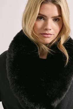 Manteau Long Ceinturé à Col en synthétique
