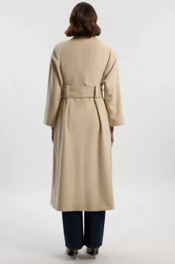 KarenMillen Manteau Long Ceinturé en Laine Brossée Style Portefeuille<Femme Tailleurs|Vestes & Manteaux
