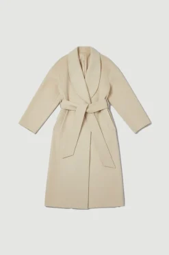 KarenMillen Manteau Long Ceinturé en Laine Brossée Style Portefeuille<Femme Tailleurs|Vestes & Manteaux
