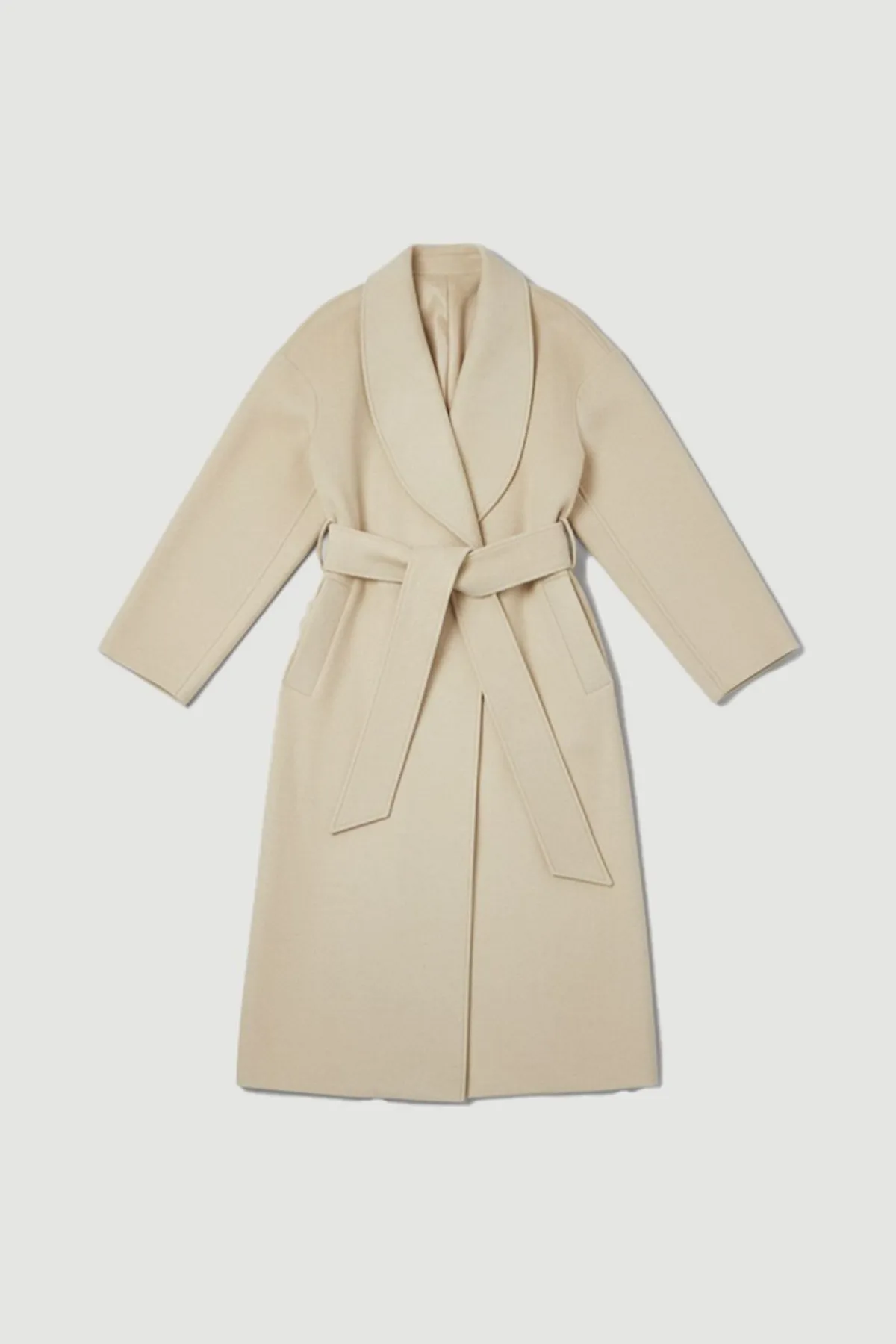 KarenMillen Manteau Long Ceinturé en Laine Brossée Style Portefeuille<Femme Tailleurs|Vestes & Manteaux
