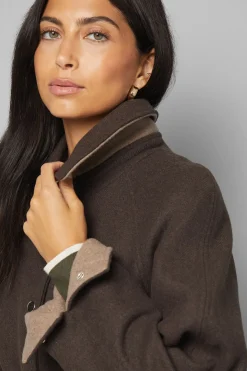 Manteau Long Ceinturé en Mélange de Laine