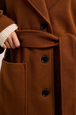 Dorothy Perkins Manteau Long Ceinturé Petite<Femme Looks Chocolat|Manteaux Et Vestes D’Automne