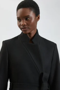 KarenMillen Manteau Long Cintré En Laine Avec Col Cranté Coupe Petite<Femme Manteaux Et Vestes D’Automne|Vestes & Manteaux