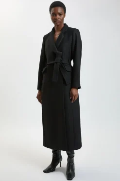 KarenMillen Manteau Long Cintré En Laine Avec Col Cranté Coupe Petite<Femme Manteaux Et Vestes D’Automne|Vestes & Manteaux