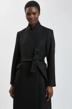 KarenMillen Manteau Long Cintré En Laine Avec Col Cranté Coupe Petite<Femme Manteaux Et Vestes D’Automne|Vestes & Manteaux
