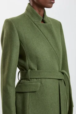 Manteau Long Cintré En Laine À Col Cranté