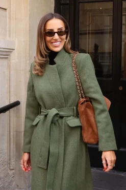 Manteau Long Cintré En Laine À Col Cranté