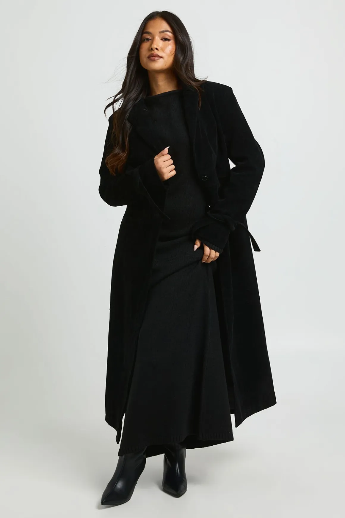 Manteau Long Cintré En Synthétique Petite