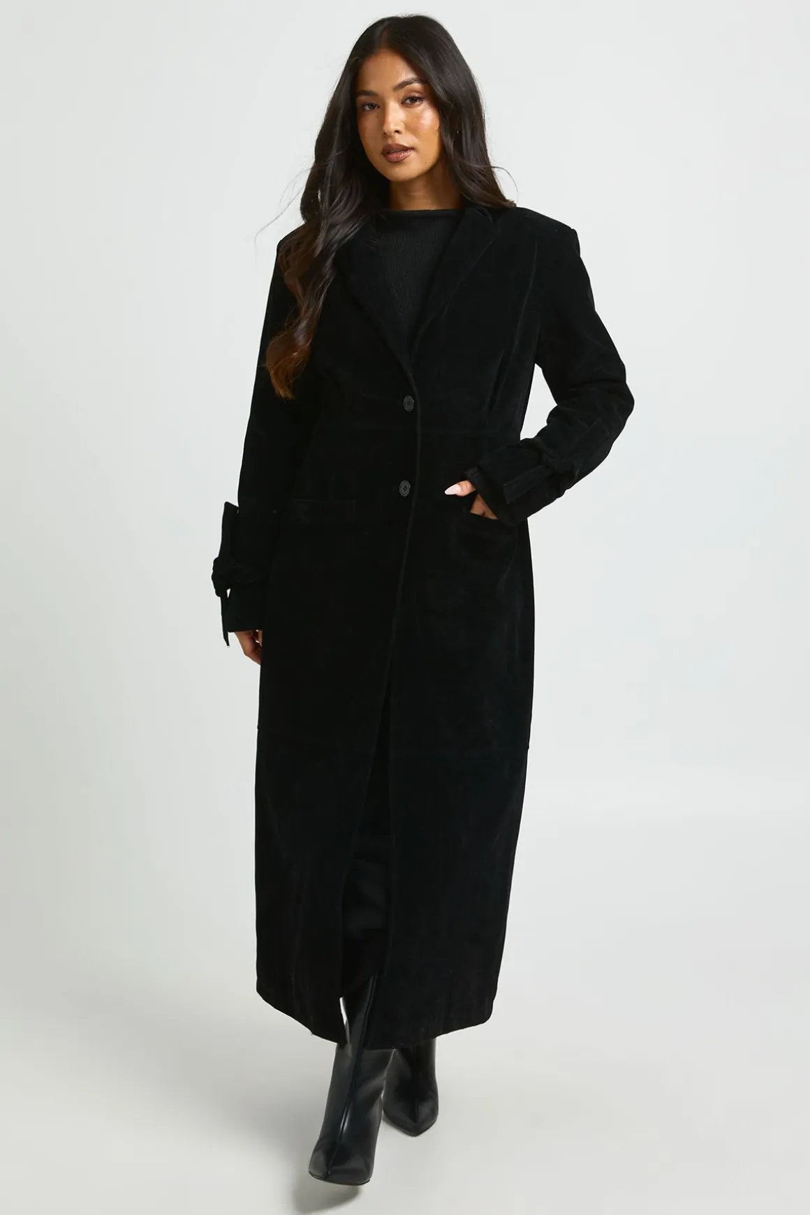 Manteau Long Cintré En Synthétique Petite