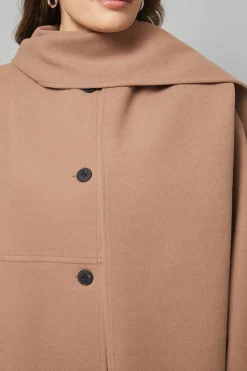Manteau Long à Col Écharpe