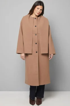 Manteau Long à Col Écharpe