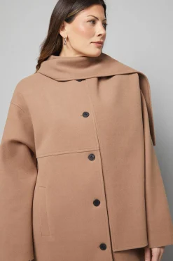 Manteau Long à Col Écharpe