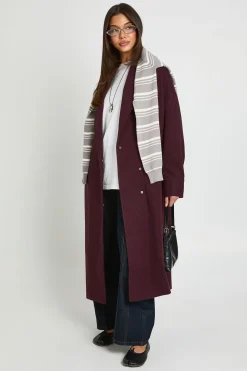 Manteau Long À Col Effet Laine
