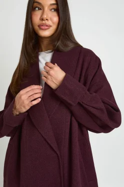 Manteau Long À Col Effet Laine