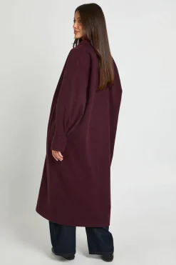Manteau Long À Col Effet Laine