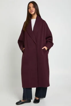 Manteau Long À Col Effet Laine
