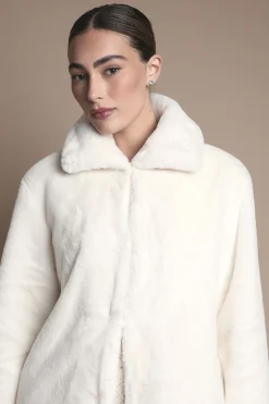 Manteau Long à Col en synthétique Ivoire