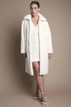Manteau Long à Col en synthétique Ivoire