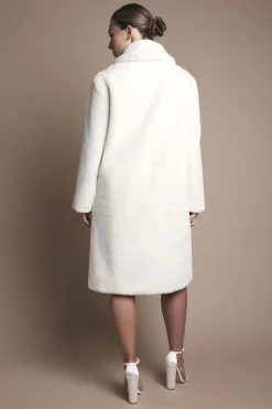 Manteau Long à Col en synthétique Ivoire