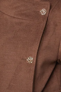 Manteau Long à Col Montant Double Boutonnage avec Détail Patte