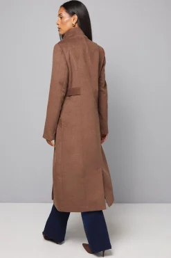 Manteau Long à Col Montant Double Boutonnage avec Détail Patte