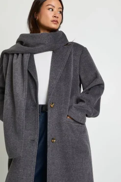 boohoo Manteau long à effet laine avec écharpe<Femme Vestes & Manteaux