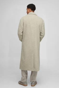Manteau long en boucle à double boutonnage, coupe oversize
