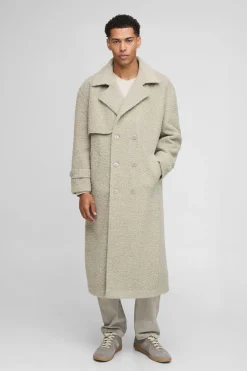 Manteau long en boucle à double boutonnage, coupe oversize