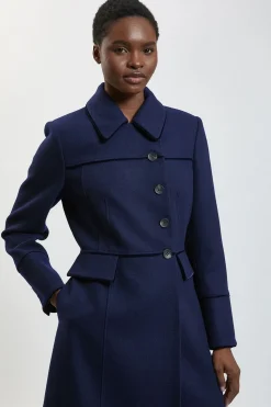 KarenMillen Manteau Long En Laine Avec Boutonnage À Pointes Contrastées<Femme Vestes & Manteaux