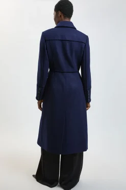 KarenMillen Manteau Long En Laine Avec Boutonnage À Pointes Contrastées<Femme Vestes & Manteaux