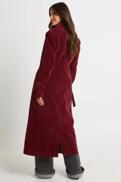 boohoo Manteau Long En Synthétique Avec Taille Cintrée<Femme Vestes & Manteaux|Looks Bordeaux