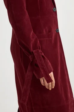 boohoo Manteau Long En Synthétique Avec Taille Cintrée<Femme Vestes & Manteaux|Looks Bordeaux