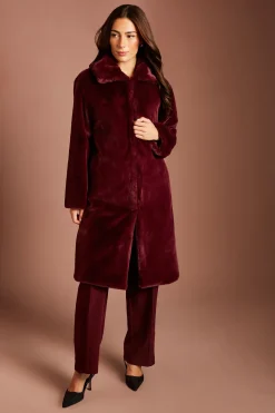 Coast Manteau Long En Synthétique Bordeaux Avec Col<Femme Vestes & Manteaux|Looks Bordeaux