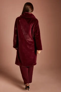 Coast Manteau Long En Synthétique Bordeaux Avec Col<Femme Vestes & Manteaux|Looks Bordeaux