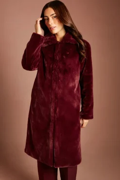 Coast Manteau Long En Synthétique Bordeaux Avec Col<Femme Vestes & Manteaux|Looks Bordeaux