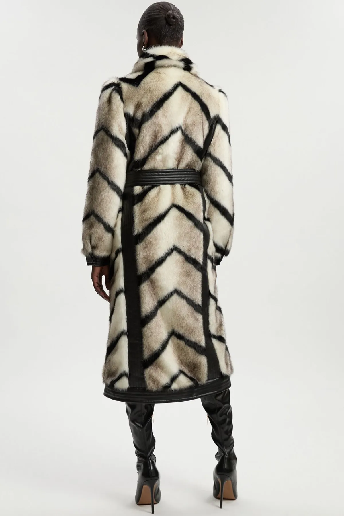 KarenMillen Manteau Long En Synthétique À Rayures Panneautées Et Ceinture En Synthétiquecuir<Femme Manteaux Et Vestes D’Automne|Vestes & Manteaux