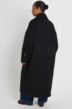 Manteau Long Grande Taille À Col Châle Effet Laine
