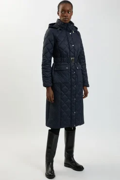 KarenMillen Manteau Long Matelassé à Casynthétiqueche<Femme Manteaux Et Vestes D’Automne|Vestes & Manteaux