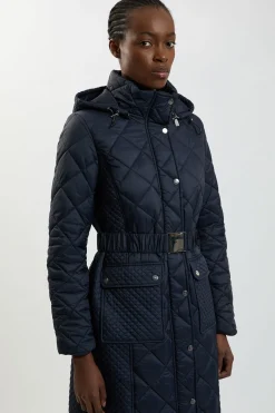 KarenMillen Manteau Long Matelassé à Casynthétiqueche<Femme Manteaux Et Vestes D’Automne|Vestes & Manteaux