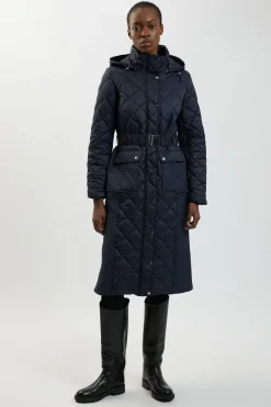 KarenMillen Manteau Long Matelassé à Casynthétiqueche<Femme Manteaux Et Vestes D’Automne|Vestes & Manteaux